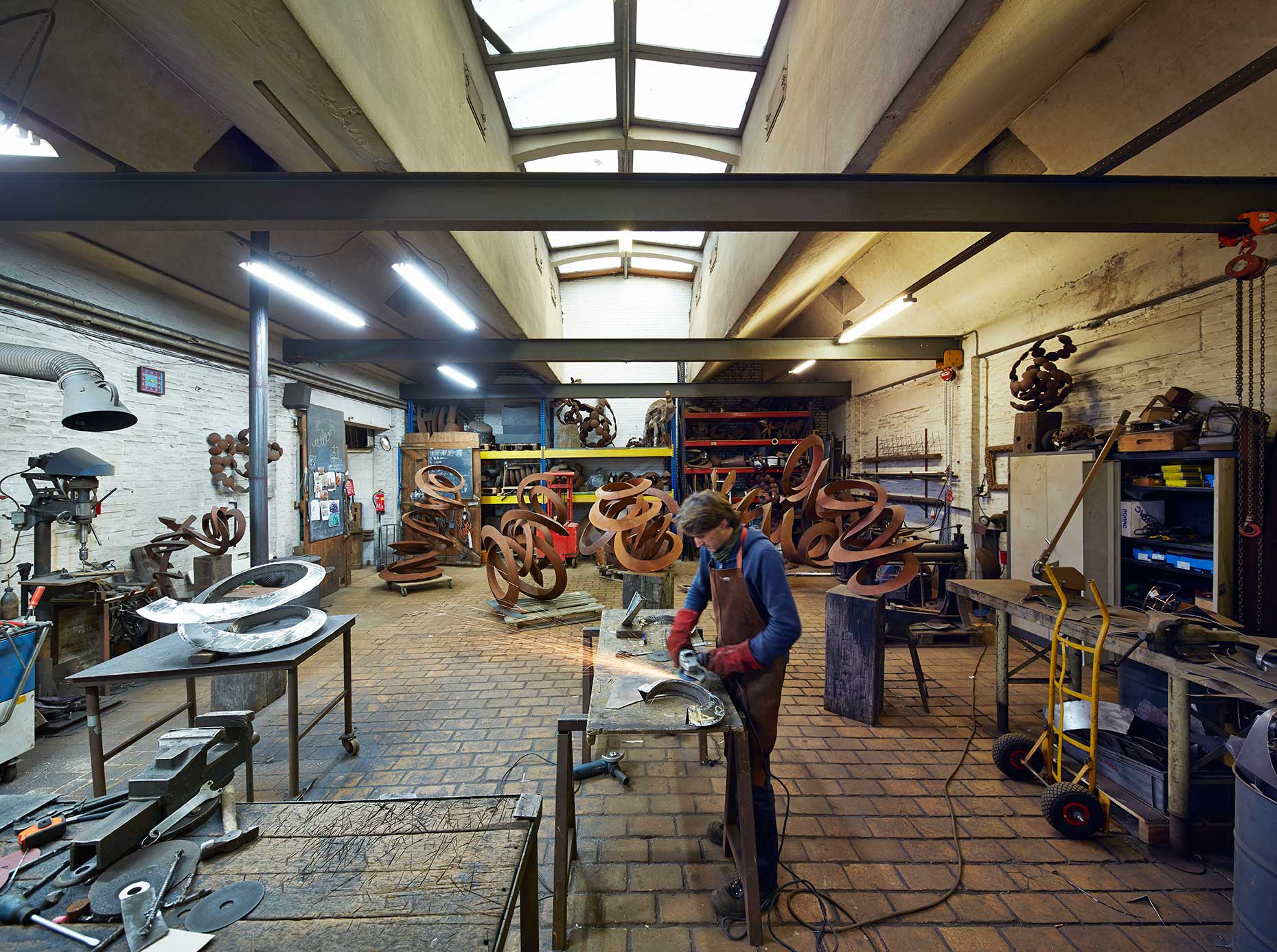 sculptor Pieter Obels in his studio, Tilburg, the Netherlands